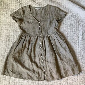 Madewell Linen Blend Button-Front Mini Dress
